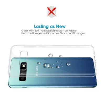 Picture of Samsung Galaxy S10 4G Silicone Clear Case Soft Flexible TPU Rubber Bumper Shockproof Corners Transparent Clear Back Cover