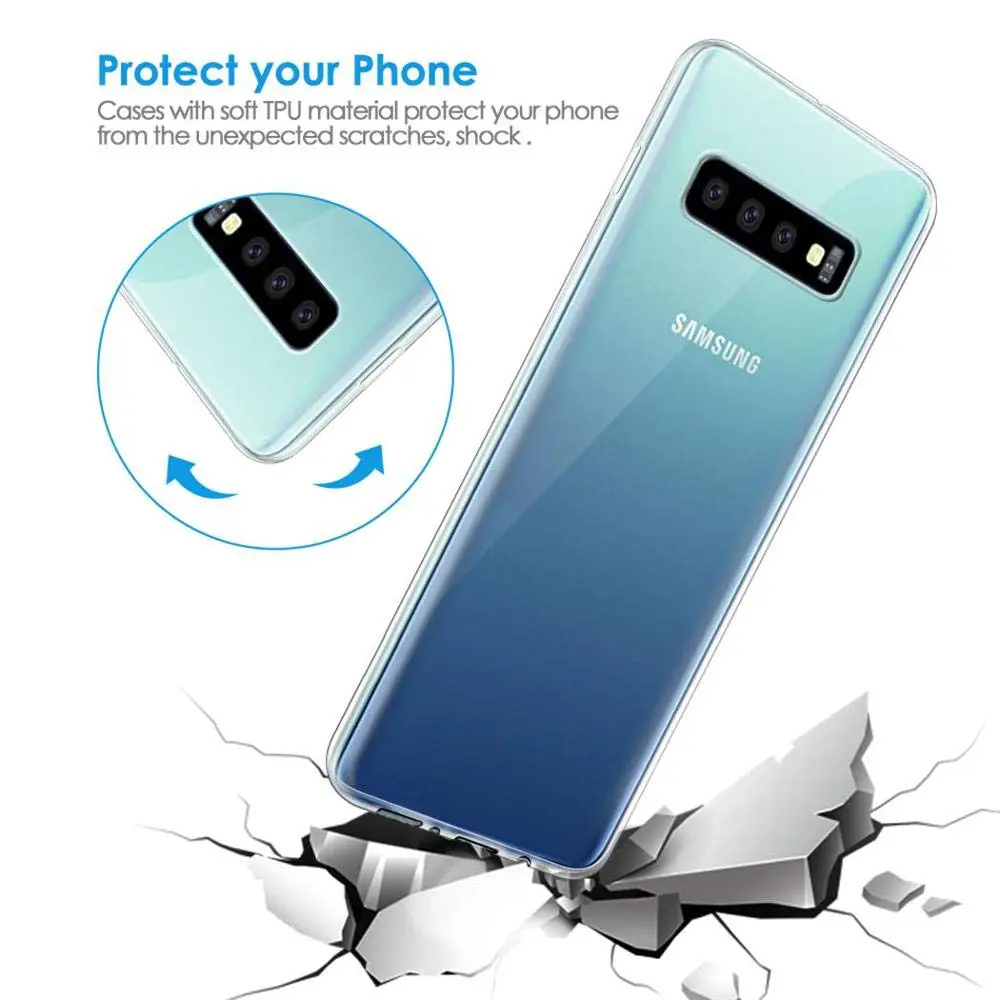 Picture of Samsung Galaxy S10 4G Silicone Clear Case Soft Flexible TPU Rubber Bumper Shockproof Corners Transparent Clear Back Cover