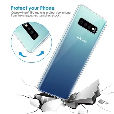 Picture of Samsung Galaxy S10 4G Silicone Clear Case Soft Flexible TPU Rubber Bumper Shockproof Corners Transparent Clear Back Cover