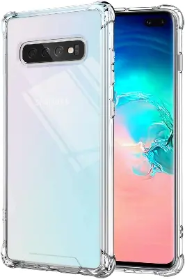 Picture of Samsung Galaxy S10+ / Samsung Galaxy S10 Plus Silicone Clear Case Soft Flexible TPU Rubber Bumper Shockproof Corners Transparent Clear Back Cover