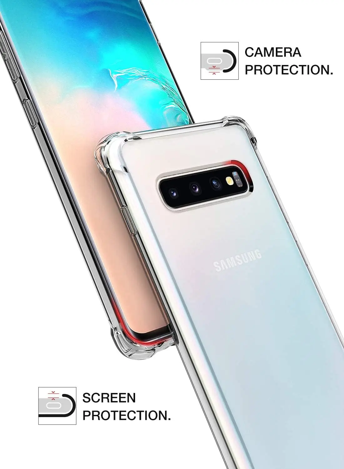 Picture of Samsung Galaxy S10+ / Samsung Galaxy S10 Plus Silicone Clear Case Soft Flexible TPU Rubber Bumper Shockproof Corners Transparent Clear Back Cover