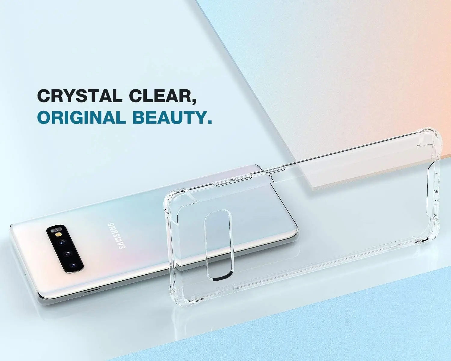 Picture of Samsung Galaxy S10+ / Samsung Galaxy S10 Plus Silicone Clear Case Soft Flexible TPU Rubber Bumper Shockproof Corners Transparent Clear Back Cover