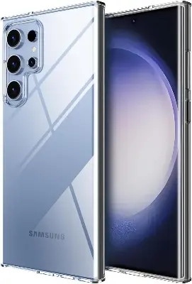 Picture of Samsung Galaxy S23 Ultra 5G Silicone Clear Case Soft Flexible TPU Rubber Bumper Shockproof Corners Transparent Clear Back Cover