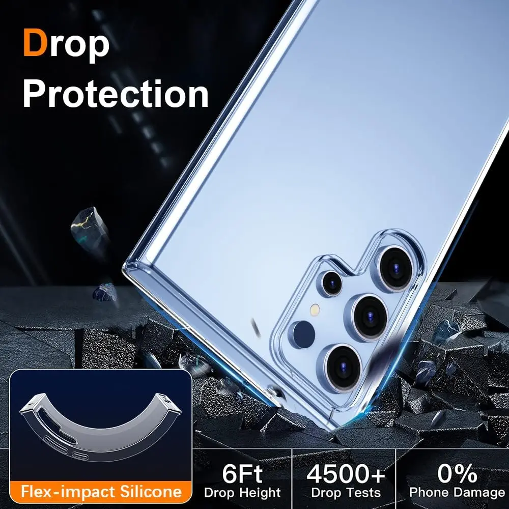 Picture of Samsung Galaxy S23 Ultra 5G Silicone Clear Case Soft Flexible TPU Rubber Bumper Shockproof Corners Transparent Clear Back Cover