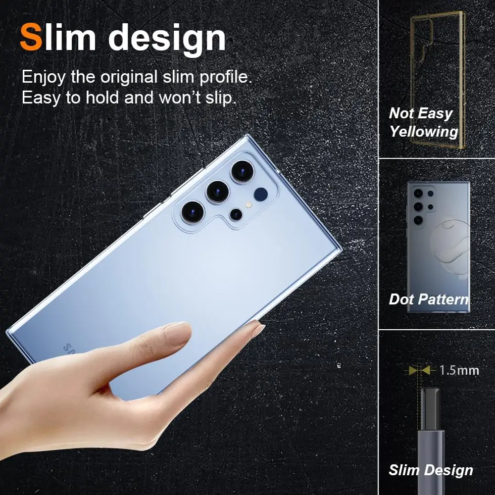 Picture of Samsung Galaxy S23 Ultra 5G Silicone Clear Case Soft Flexible TPU Rubber Bumper Shockproof Corners Transparent Clear Back Cover