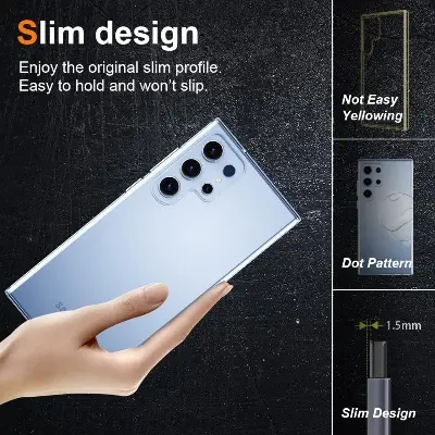 Picture of Samsung Galaxy S23 Ultra 5G Silicone Clear Case Soft Flexible TPU Rubber Bumper Shockproof Corners Transparent Clear Back Cover