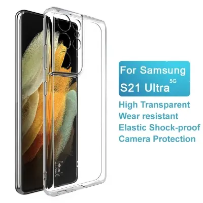 Picture of Samsung Galaxy S21 Ultra Silicone Clear Case Soft Flexible TPU Rubber Bumper Shockproof Corners Transparent Clear Back Cover