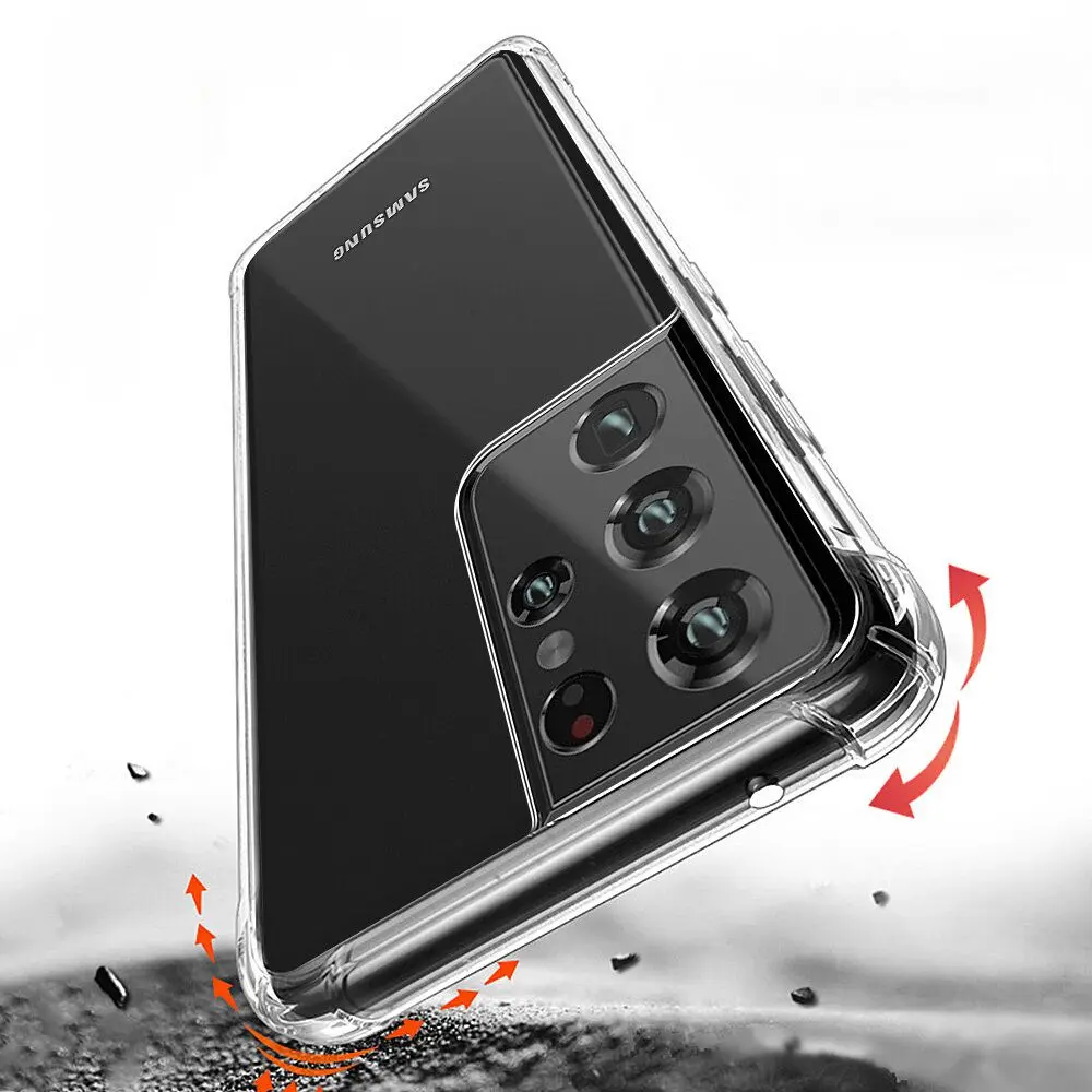 Picture of Samsung Galaxy S21 Ultra Silicone Clear Case Soft Flexible TPU Rubber Bumper Shockproof Corners Transparent Clear Back Cover