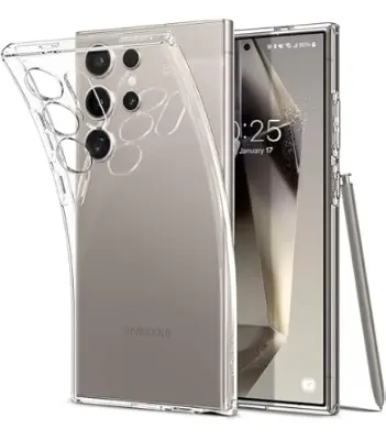 Picture of Samsung Galaxy S24 Ultra 5G Silicone Clear Case Soft Flexible TPU Rubber Bumper Shockproof Corners Transparent Clear Back Cover