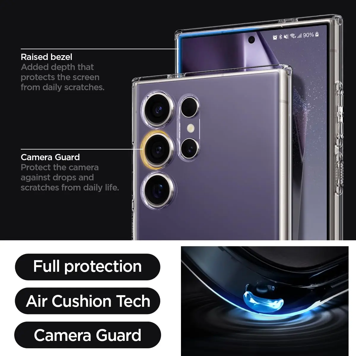Picture of Samsung Galaxy S24 Ultra 5G Silicone Clear Case Soft Flexible TPU Rubber Bumper Shockproof Corners Transparent Clear Back Cover