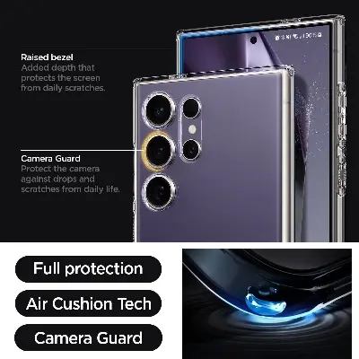 Picture of Samsung Galaxy S24 Ultra 5G Silicone Clear Case Soft Flexible TPU Rubber Bumper Shockproof Corners Transparent Clear Back Cover