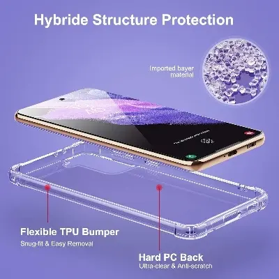 Picture of Samsung Galaxy S22 5G Silicone Clear Case Soft Flexible TPU Rubber Bumper Shockproof Corners Transparent Clear Back Cover