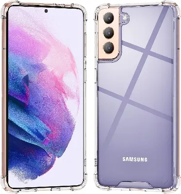 Picture of Samsung Galaxy S21+ / Samsung Galaxy S21 Plus Silicone Clear Case Soft Flexible TPU Rubber Bumper Shockproof Corners Transparent Clear Back Cover