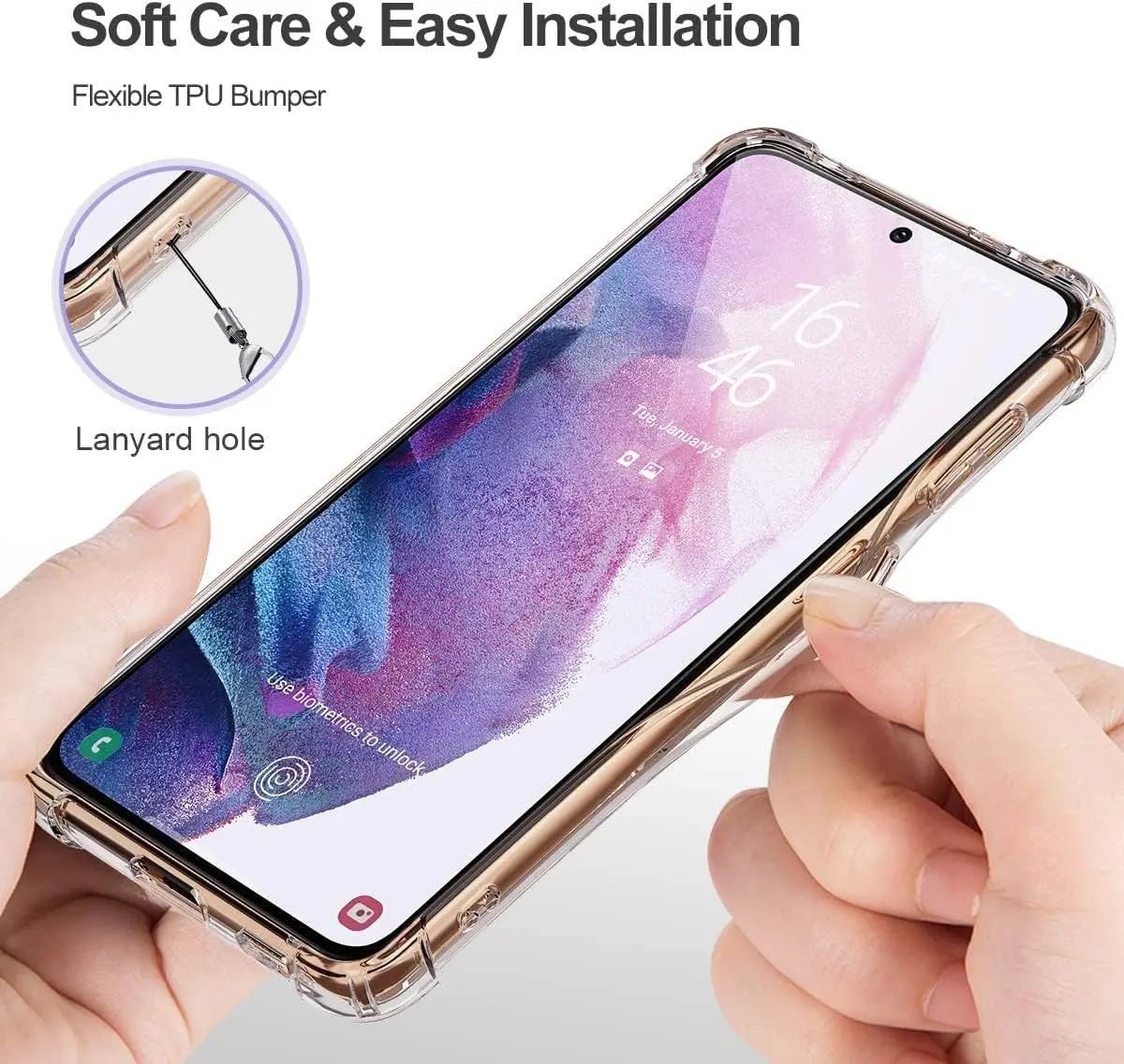 Picture of Samsung Galaxy S21+ / Samsung Galaxy S21 Plus Silicone Clear Case Soft Flexible TPU Rubber Bumper Shockproof Corners Transparent Clear Back Cover
