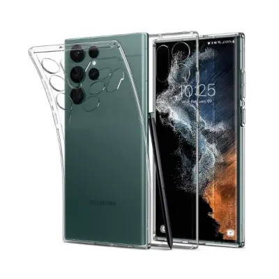 Picture of Samsung Galaxy S22 Ultra 5G Silicone Clear Case Soft Flexible TPU Rubber Bumper Shockproof Corners Transparent Clear Back Cover