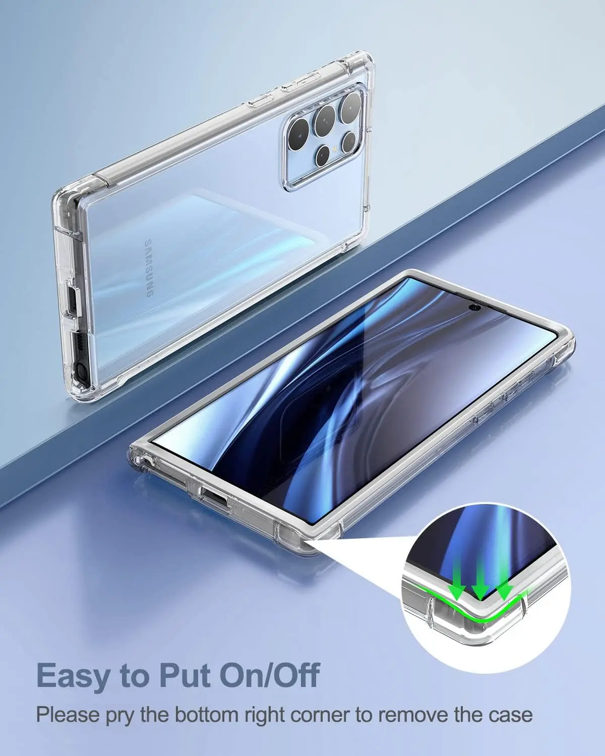 Picture of Samsung Galaxy S22 Ultra 5G Silicone Clear Case Soft Flexible TPU Rubber Bumper Shockproof Corners Transparent Clear Back Cover