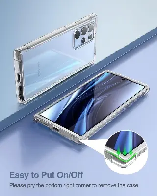 Picture of Samsung Galaxy S22 Ultra 5G Silicone Clear Case Soft Flexible TPU Rubber Bumper Shockproof Corners Transparent Clear Back Cover