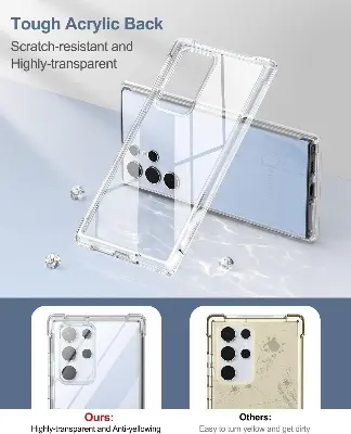 Picture of Samsung Galaxy S22 Ultra 5G Silicone Clear Case Soft Flexible TPU Rubber Bumper Shockproof Corners Transparent Clear Back Cover