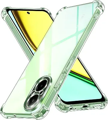 Picture of Realme C67 4G (RMX3890) Silicone Clear Case Soft Flexible TPU Rubber Bumper Shockproof Corners Transparent Clear Back Cover