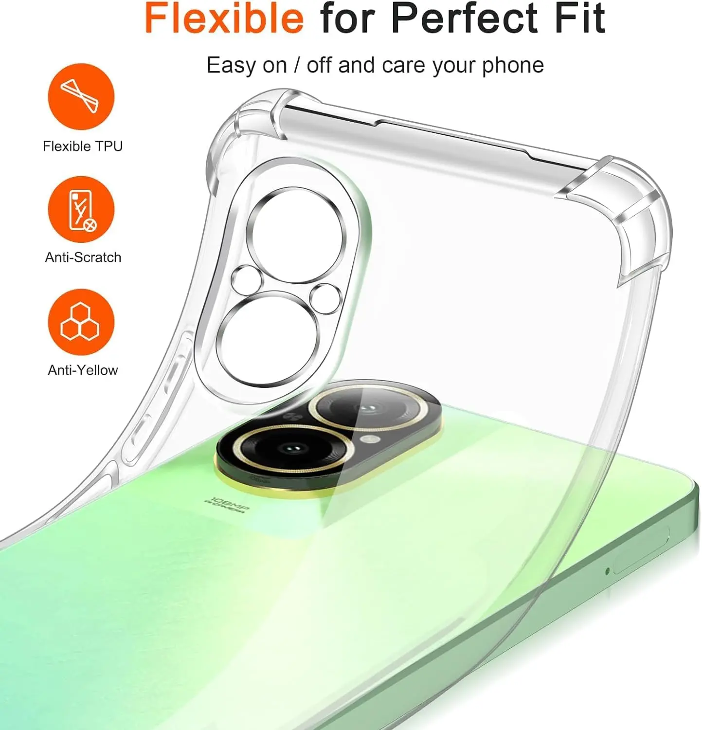 Picture of Realme C67 4G (RMX3890) Silicone Clear Case Soft Flexible TPU Rubber Bumper Shockproof Corners Transparent Clear Back Cover