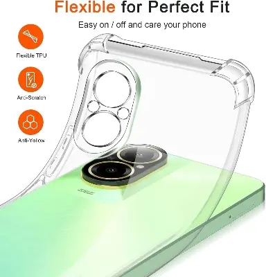 Picture of Realme C67 4G (RMX3890) Silicone Clear Case Soft Flexible TPU Rubber Bumper Shockproof Corners Transparent Clear Back Cover