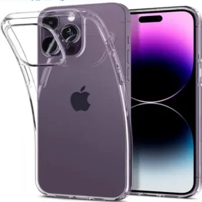 Picture of Apple iPhone 14 Pro Max Silicone Clear Case Soft Flexible TPU Rubber Bumper Shockproof Corners Transparent Clear Back Cover