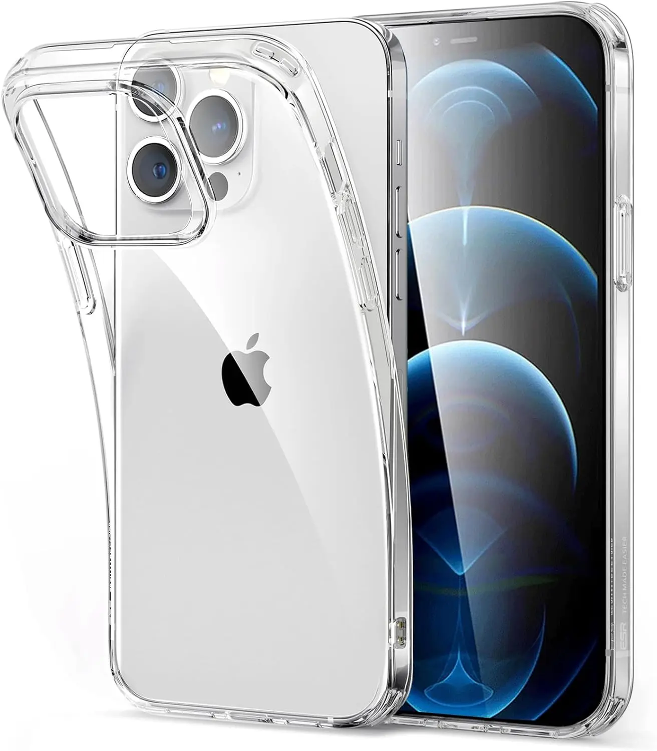 Picture of Apple iPhone 12 Pro Silicone Clear Case Soft Flexible TPU Rubber Bumper Shockproof Corners Transparent Clear Back Cover