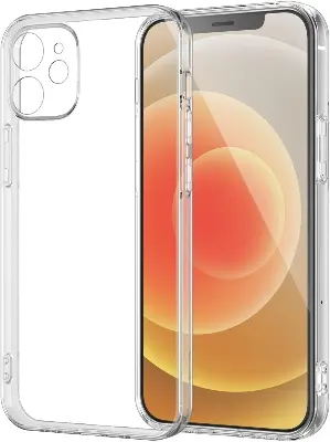 Picture of Apple iPhone 12 Mini Silicone Clear Case Soft Flexible TPU Rubber Bumper Shockproof Corners Transparent Clear Back Cover