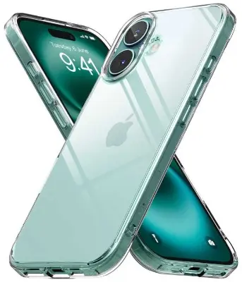 Picture of Apple iPhone 16 Plus Silicone Clear Case Soft Flexible TPU Rubber Bumper Shockproof Corners Transparent Clear Back Cover