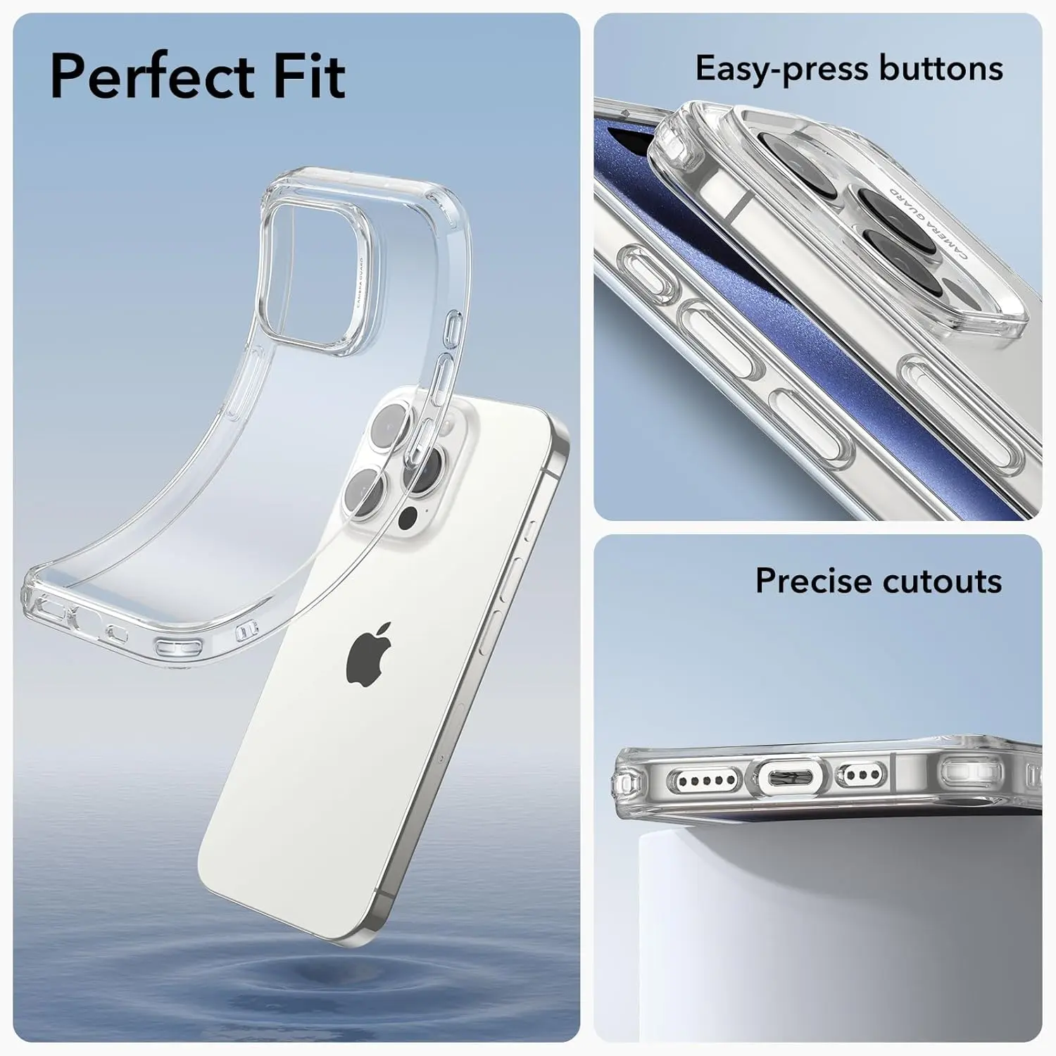 Picture of Apple iPhone 15 Pro Max Silicone Clear Case Soft Flexible TPU Rubber Bumper Shockproof Corners Transparent Clear Back Cover