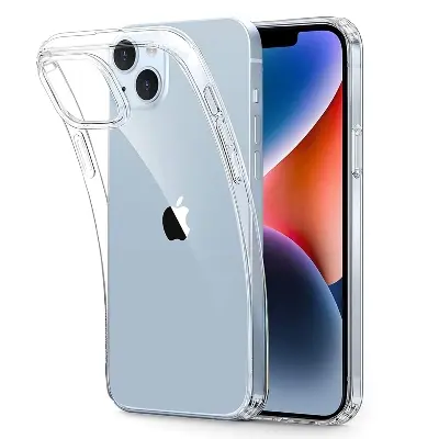 Picture of Apple iPhone 13 Silicone Clear Case Soft Flexible TPU Rubber Bumper Shockproof Corners Transparent Clear Back Cover