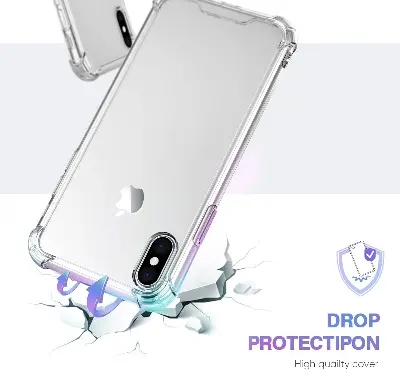 Picture of Apple iPhone X Silicone Clear Case Soft Flexible TPU Rubber Bumper Shockproof Corners Transparent Clear Back Cover