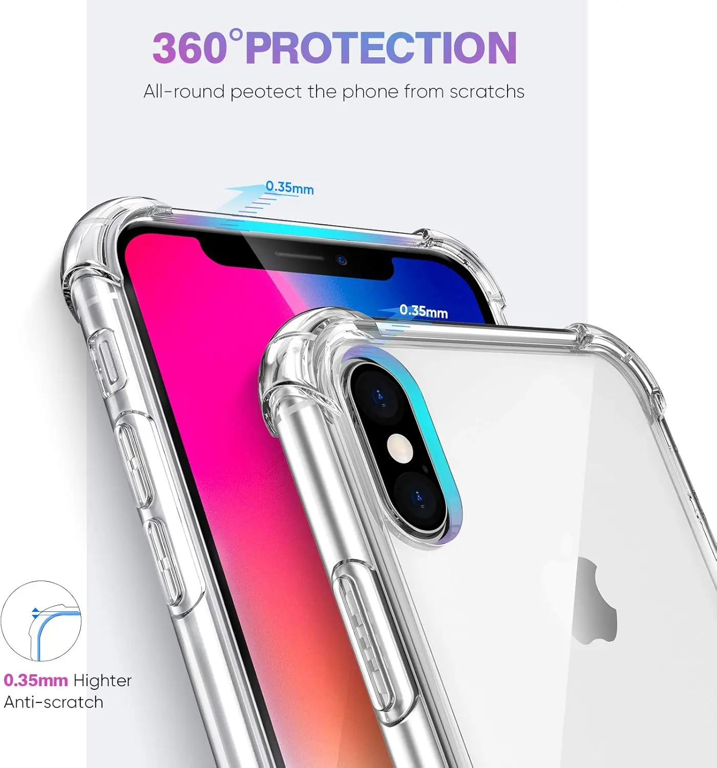Picture of Apple iPhone X Silicone Clear Case Soft Flexible TPU Rubber Bumper Shockproof Corners Transparent Clear Back Cover