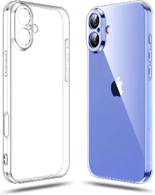 Picture of Apple iPhone 16 Silicone Clear Case Soft Flexible TPU Rubber Bumper Shockproof Corners Transparent Clear Back Cover