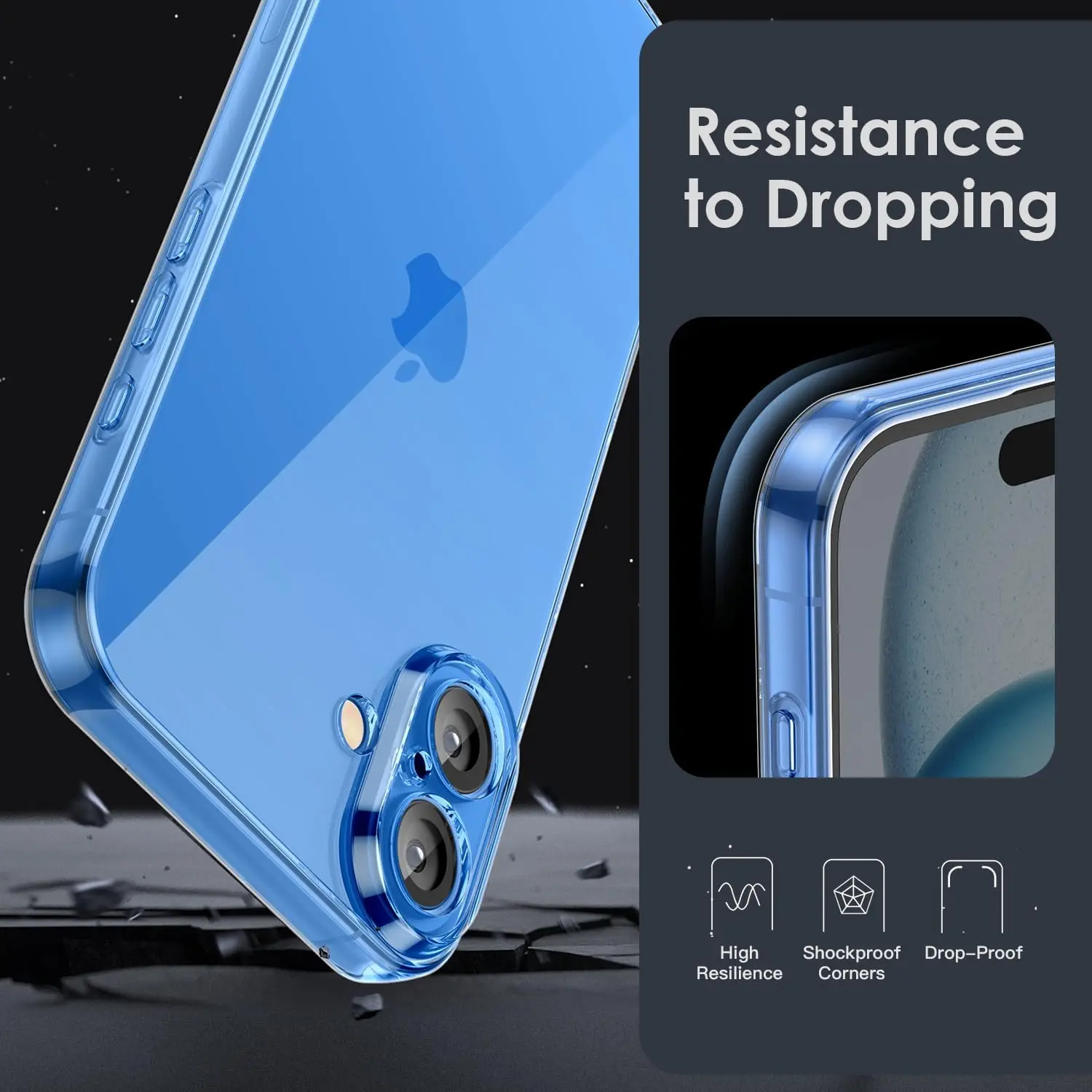Picture of Apple iPhone 16 Silicone Clear Case Soft Flexible TPU Rubber Bumper Shockproof Corners Transparent Clear Back Cover