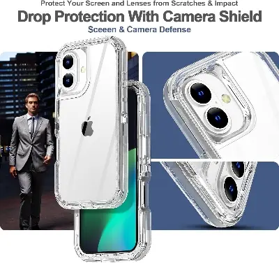 Picture of Apple iPhone 16 Silicone Clear Case Soft Flexible TPU Rubber Bumper Shockproof Corners Transparent Clear Back Cover
