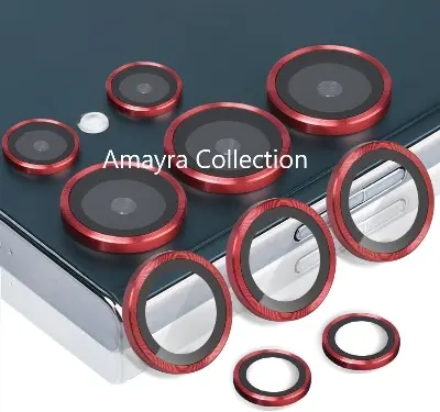Picture of Samsung Galaxy S25 Ultra 5G 5-PCS Ring Camera Lens Protector 360 Degree Protection Camera Aluminium with Tempered Glass (Titanium Red)