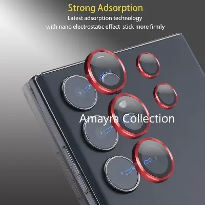 Picture of Samsung Galaxy S25 Ultra 5G 5-PCS Ring Camera Lens Protector 360 Degree Protection Camera Aluminium with Tempered Glass (Titanium Red)