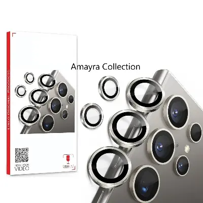 Picture of Samsung Galaxy S25 Ultra 5G 5-PCS Ring Camera Lens Protector 360 Degree Protection Camera Aluminium with Tempered Glass (Titanium Gray)