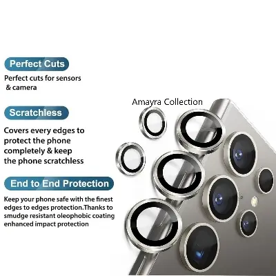 Picture of Samsung Galaxy S25 Ultra 5G 5-PCS Ring Camera Lens Protector 360 Degree Protection Camera Aluminium with Tempered Glass (Titanium Gray)