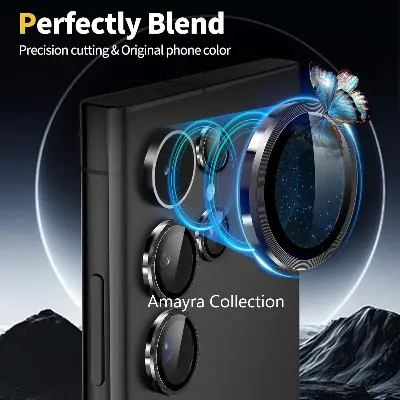 Picture of Samsung Galaxy S25 Ultra 5G 5-PCS Ring Camera Lens Protector 360 Degree Protection Camera Aluminium with Tempered Glass (Titanium Green)