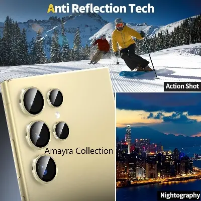 Picture of Samsung Galaxy S25 Ultra 5G 5-PCS Ring Camera Lens Protector 360 Degree Protection Camera Aluminium with Tempered Glass (Titanium Gold)