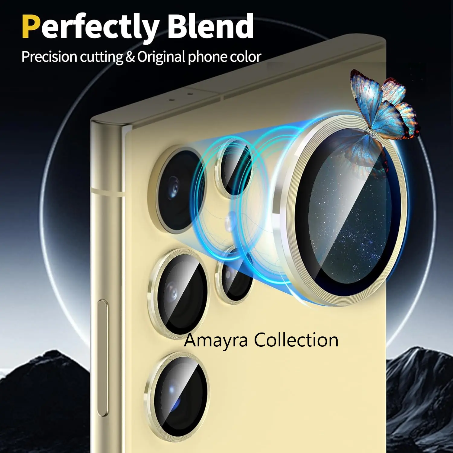 Picture of Samsung Galaxy S25 Ultra 5G 5-PCS Ring Camera Lens Protector 360 Degree Protection Camera Aluminium with Tempered Glass (Titanium Gold)