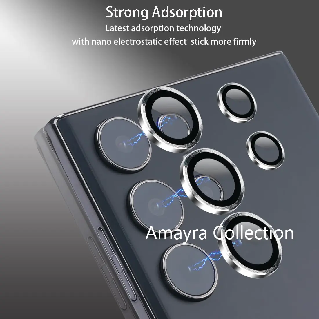 Picture of Samsung Galaxy S25 Ultra 5G 5-PCS Ring Camera Lens Protector 360 Degree Protection Camera Aluminium with Tempered Glass (Titanium Black)