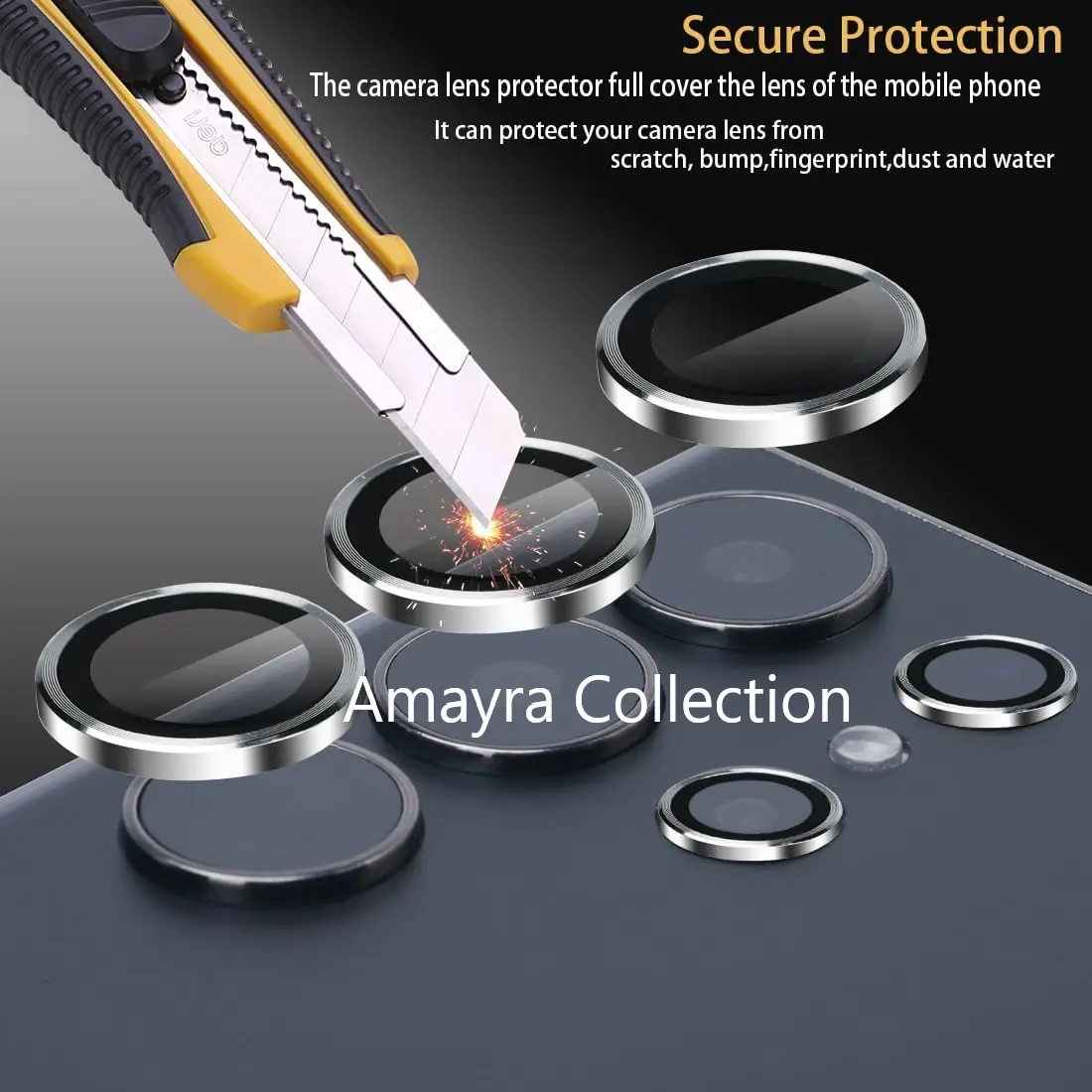 Picture of Samsung Galaxy S25 Ultra 5G 5-PCS Ring Camera Lens Protector 360 Degree Protection Camera Aluminium with Tempered Glass (Titanium White)