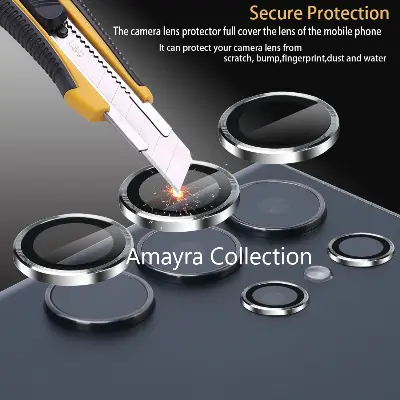 Picture of Samsung Galaxy S25 Ultra 5G 5-PCS Ring Camera Lens Protector 360 Degree Protection Camera Aluminium with Tempered Glass (Titanium White)