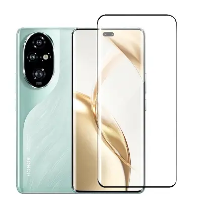 Picture of Honor 200 Pro 5G Full Glue 9D Curved Tempered Glass Screen Protector Edge to Edge Fit Protection Tempered Glass (Black)