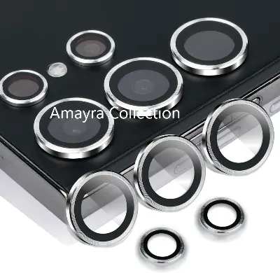 Picture of Samsung Galaxy S25 Ultra 5G 5-PCS Ring Camera Lens Protector 360 Degree Protection Camera Aluminium with Tempered Glass (Titanium Silver)