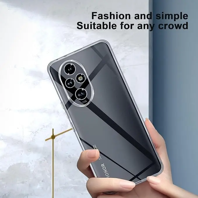 Picture of Honor 200 Pro 5G Silicone Clear Case Soft Flexible TPU Rubber Bumper Shockproof Corners Transparent Clear Back Cover