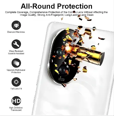 Picture of Honor 200 5G Back 9H Full Camera Lens Protector Rear 9H 3D Camera Lens Protector,Upgraded HD,Clear Scratch Resistant [With Photo Friendly Flash Cut]